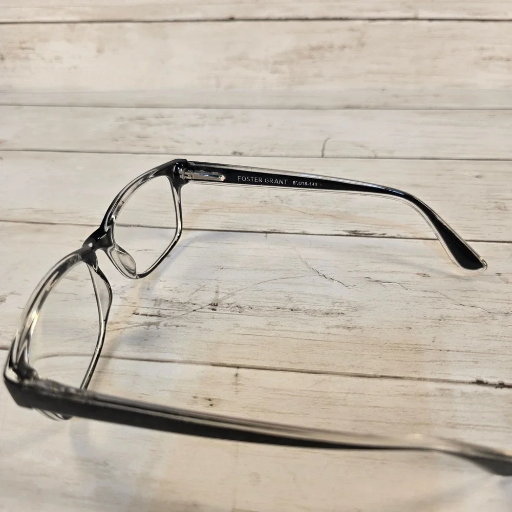 Foster Grant Tristan BLK Rectangular Eyeglasses Black Crystal Clear TG1022 52-18